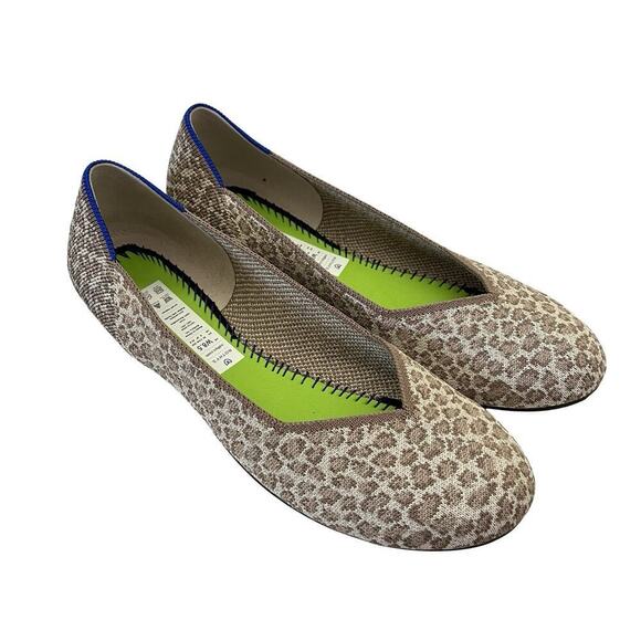 Rothy's Flat Cheetah Print Knit Slip On Shoes Size 8.5 Animal Print Machine Wash - Picture 2 of 7